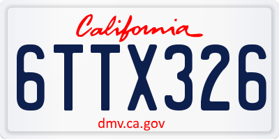 CA license plate 6TTX326