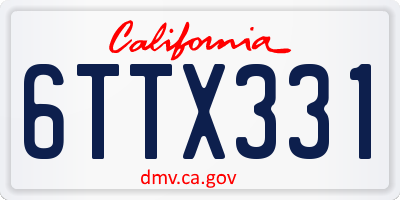CA license plate 6TTX331