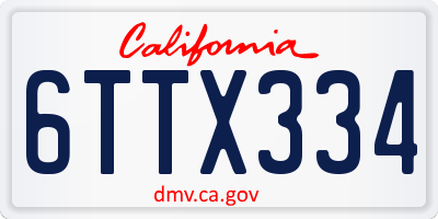 CA license plate 6TTX334