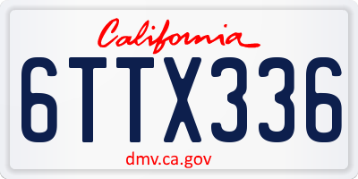 CA license plate 6TTX336