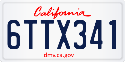 CA license plate 6TTX341