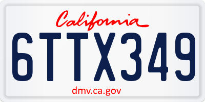 CA license plate 6TTX349