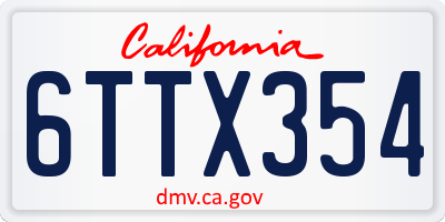CA license plate 6TTX354
