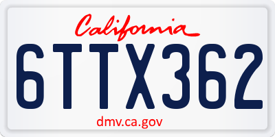 CA license plate 6TTX362