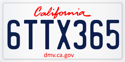 CA license plate 6TTX365