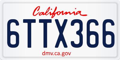 CA license plate 6TTX366