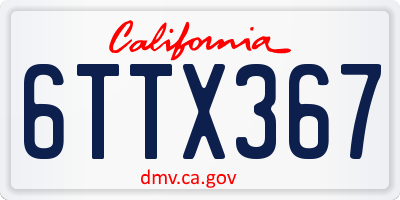 CA license plate 6TTX367