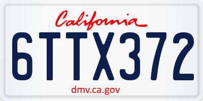 CA license plate 6TTX372