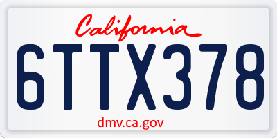 CA license plate 6TTX378