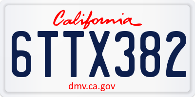 CA license plate 6TTX382