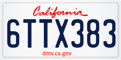 CA license plate 6TTX383