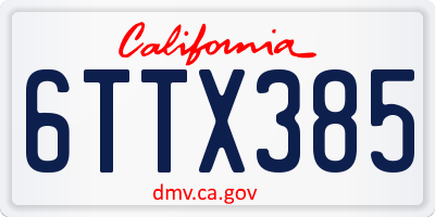CA license plate 6TTX385