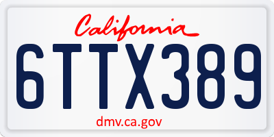 CA license plate 6TTX389