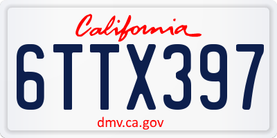 CA license plate 6TTX397