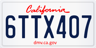 CA license plate 6TTX407