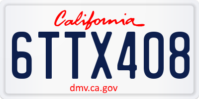 CA license plate 6TTX408