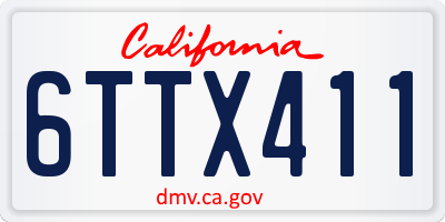 CA license plate 6TTX411