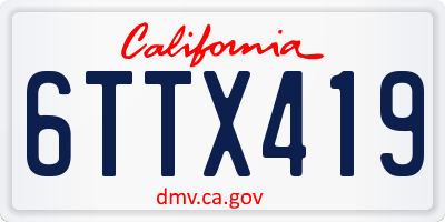 CA license plate 6TTX419