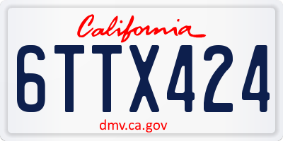 CA license plate 6TTX424