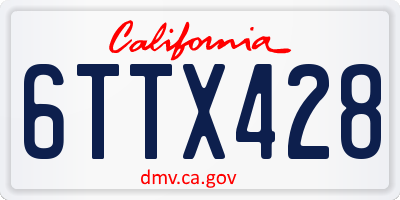 CA license plate 6TTX428