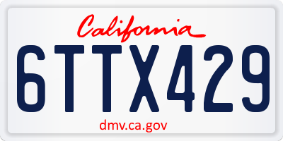 CA license plate 6TTX429