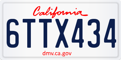 CA license plate 6TTX434