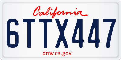 CA license plate 6TTX447