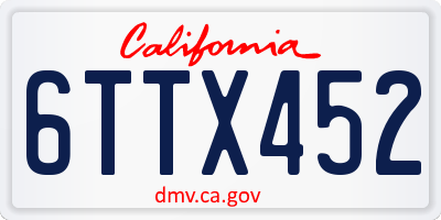 CA license plate 6TTX452