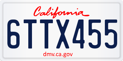 CA license plate 6TTX455