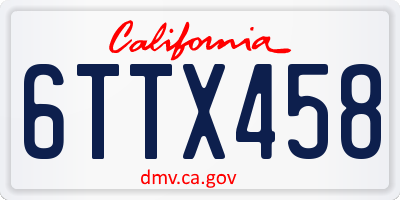 CA license plate 6TTX458