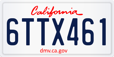 CA license plate 6TTX461