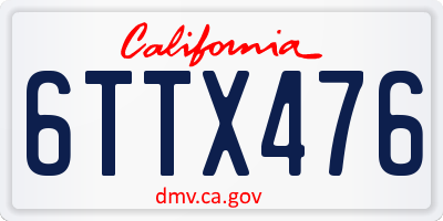 CA license plate 6TTX476