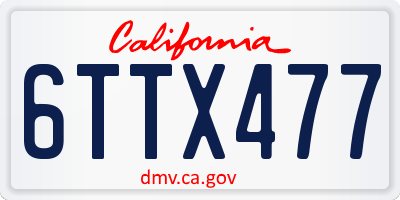 CA license plate 6TTX477