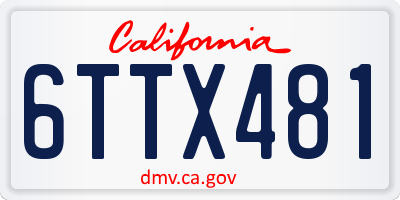 CA license plate 6TTX481