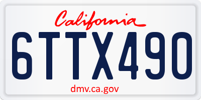 CA license plate 6TTX490