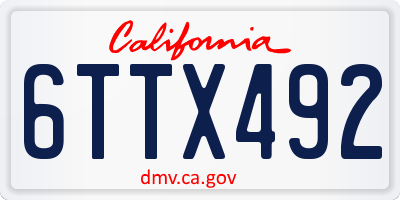 CA license plate 6TTX492