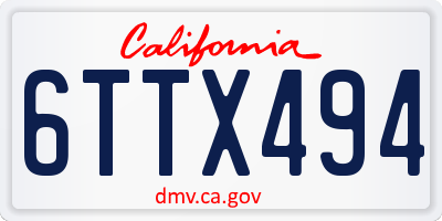 CA license plate 6TTX494