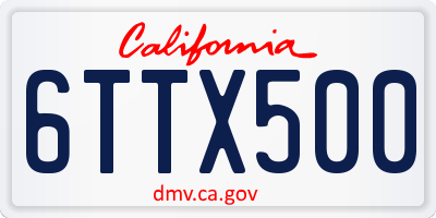 CA license plate 6TTX500