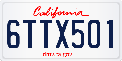 CA license plate 6TTX501