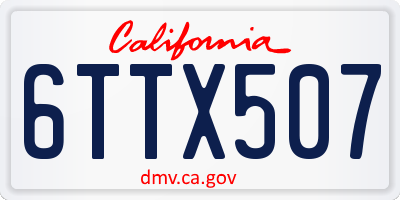 CA license plate 6TTX507