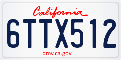 CA license plate 6TTX512