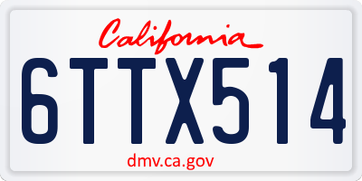 CA license plate 6TTX514