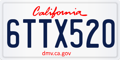 CA license plate 6TTX520