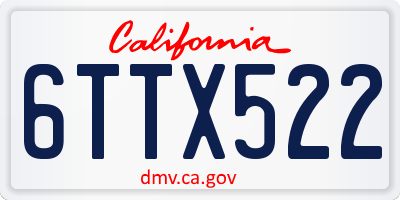 CA license plate 6TTX522