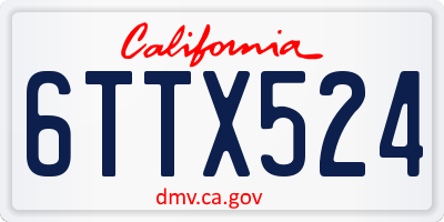 CA license plate 6TTX524