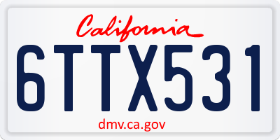 CA license plate 6TTX531