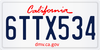 CA license plate 6TTX534