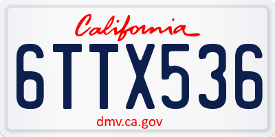 CA license plate 6TTX536