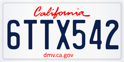 CA license plate 6TTX542