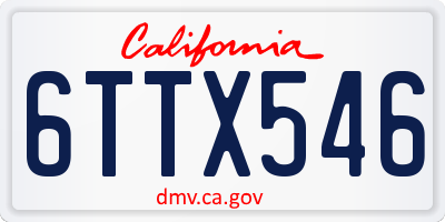CA license plate 6TTX546
